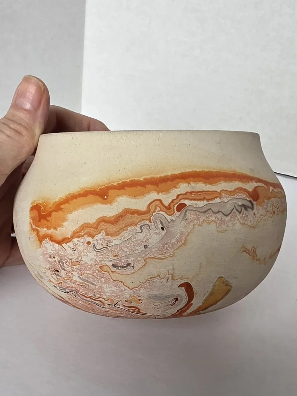 Nemadji Pottery Vases (2), Red, Orange, Black,